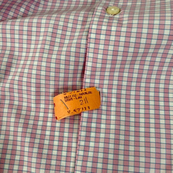 Peter Millar Fine Cotton Gingham Check Button Down Shirt, Pink White, Size M - Picture 5 of 7